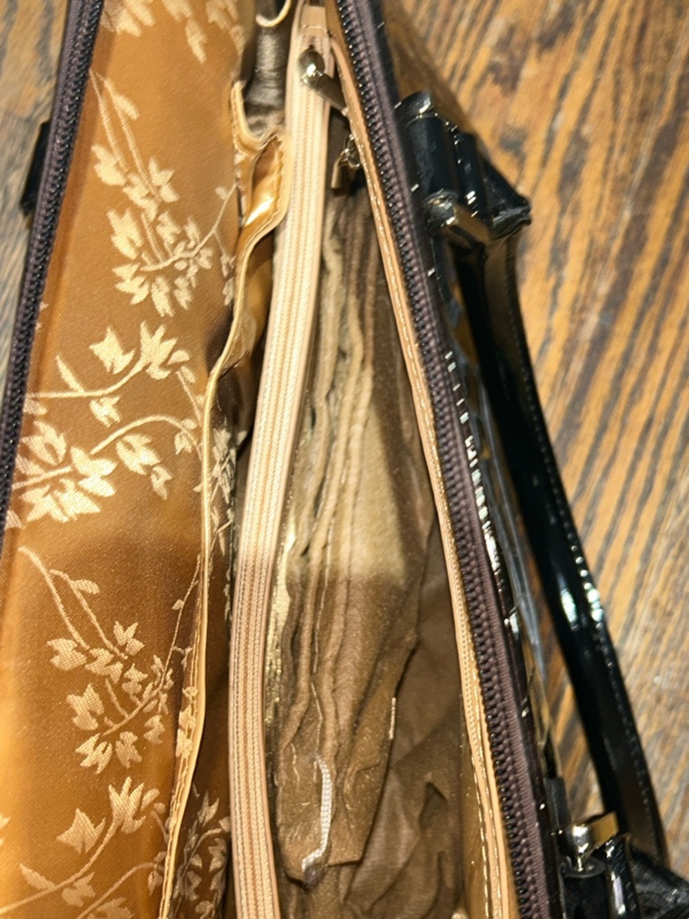 Black Patent Structured Women's Top-Handle Bag - Picture 12 of 13